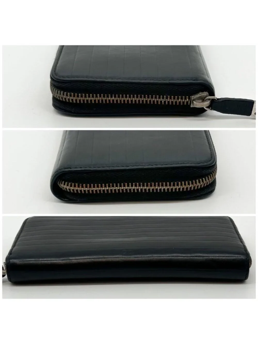 Dior Homme Zip Around Wallet Leather Logo CD